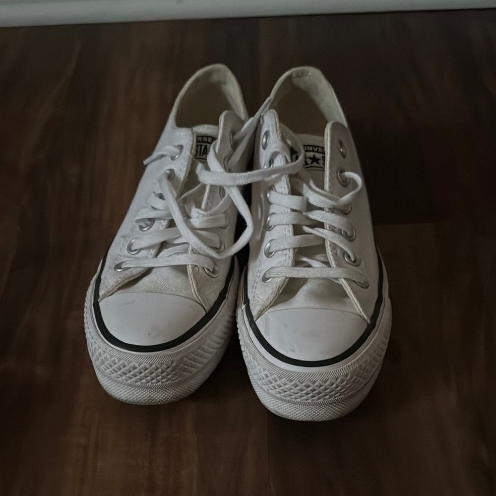 Converse White Canvas Sneakers with Rubber Toe Cap